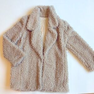 Tularosa Teddy Open Cardigan Sweater Jacket- NWT- Tan Cream- Size Medium